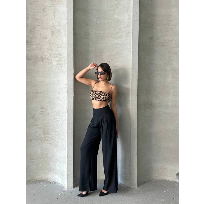 petite ateiler Pileli keten pantolon s255046