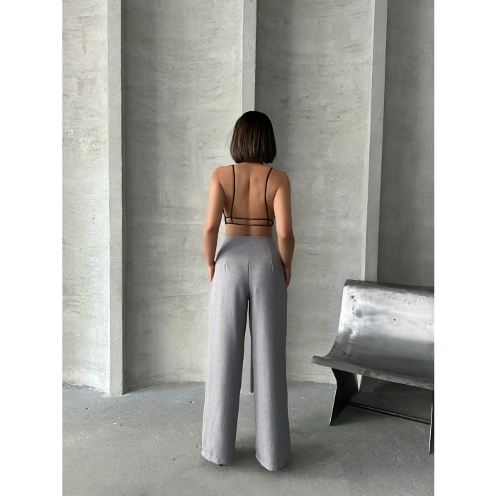 petite ateiler Pileli keten pantolon s255046