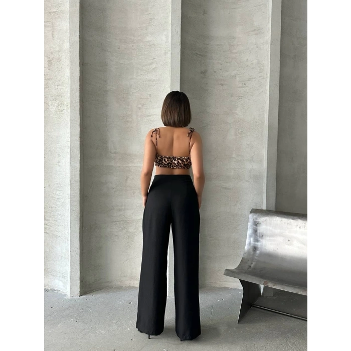 petite ateiler Pileli keten pantolon s255046