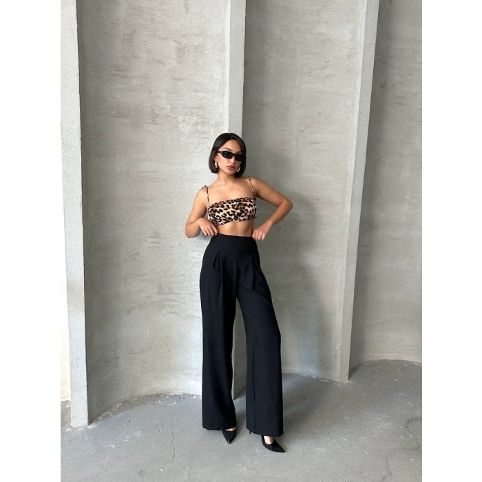 petite ateiler Pileli keten pantolon s255046