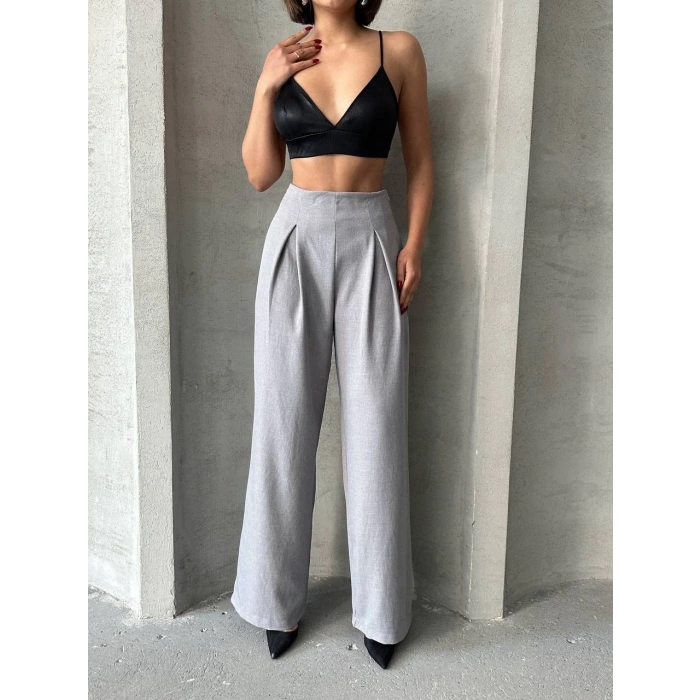 petite ateiler Pileli keten pantolon s255046