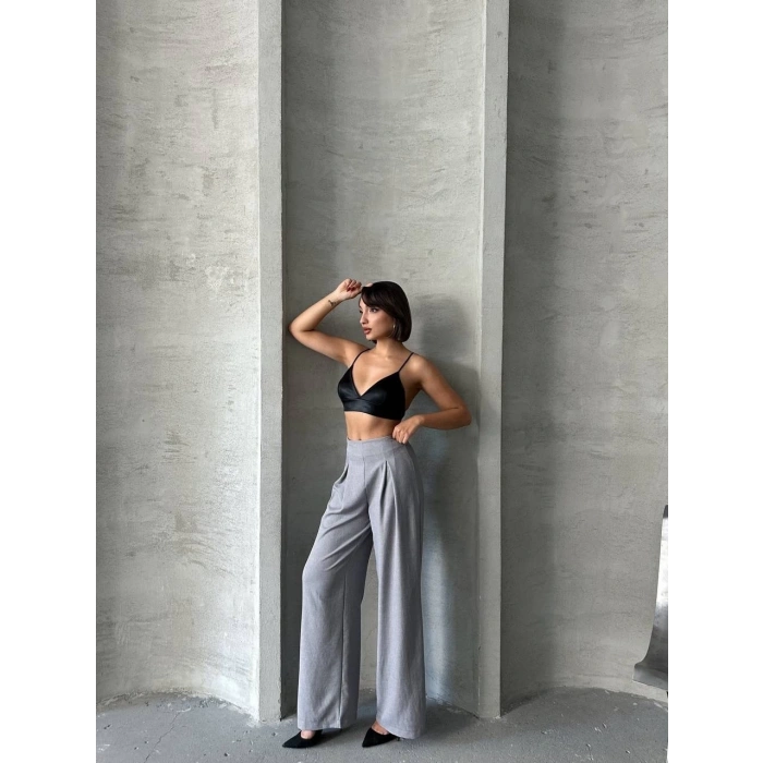 petite ateiler Pileli keten pantolon s255046