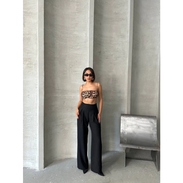 petite ateiler Pileli keten pantolon s255046