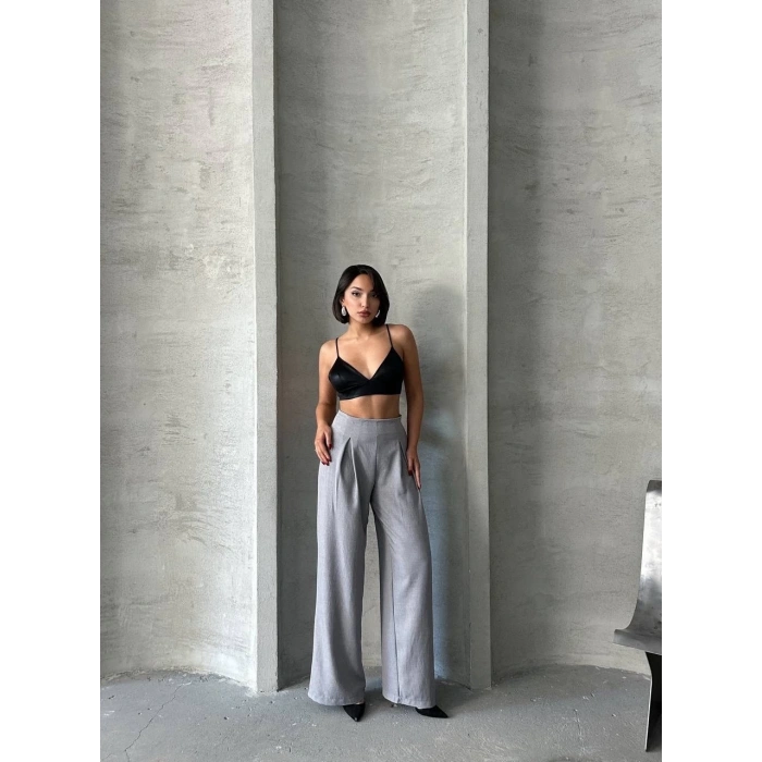 petite ateiler Pileli keten pantolon s255046