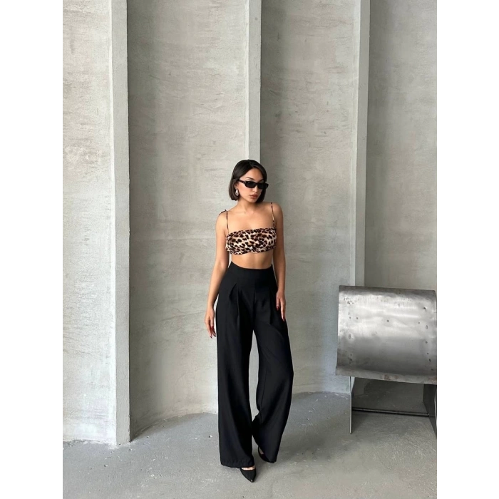 petite ateiler Pileli keten pantolon s255046