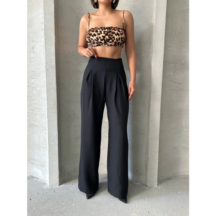 petite ateiler Pileli keten pantolon s255046