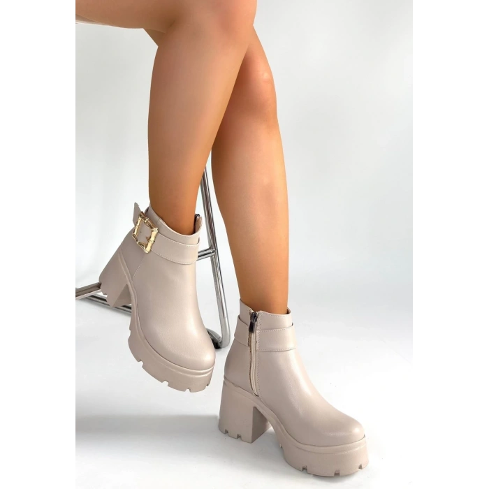 petite ateiler Pinma Bej Cilt Topuklu Bot