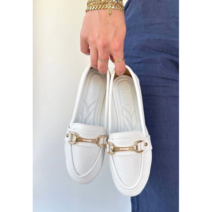 petite ateiler Rain Beyaz Cilt Babet Ayakkabı