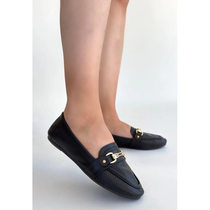 petite ateiler Rain Siyah Cilt Babet Ayakkabı