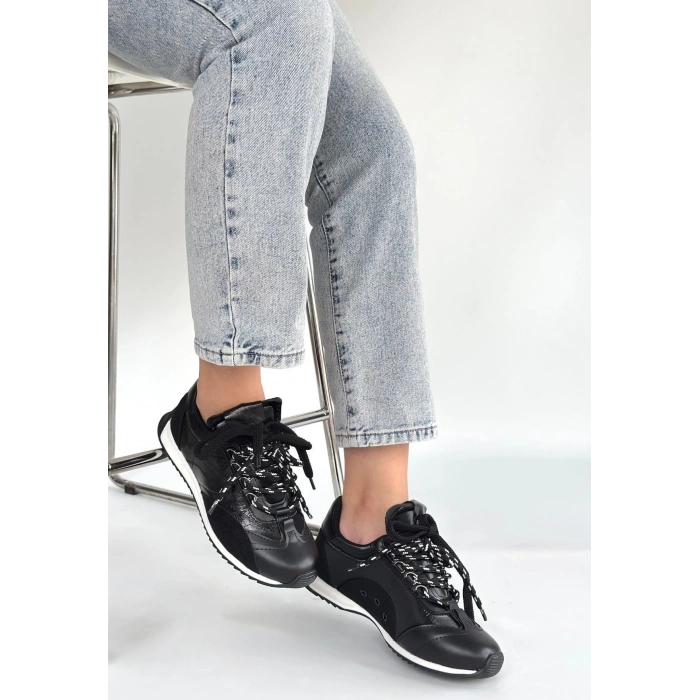 petite ateiler Ranu Siyah Cilt Paraşüt Detaylı Bağcıklı Spor Ayakkabı