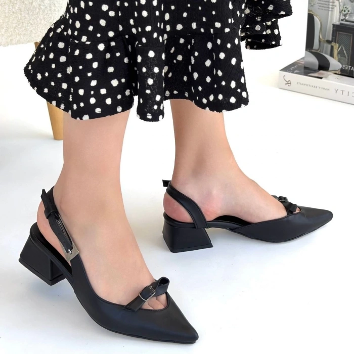 petite ateiler Rewat Siyah Cilt Topuklu Ayakkabı