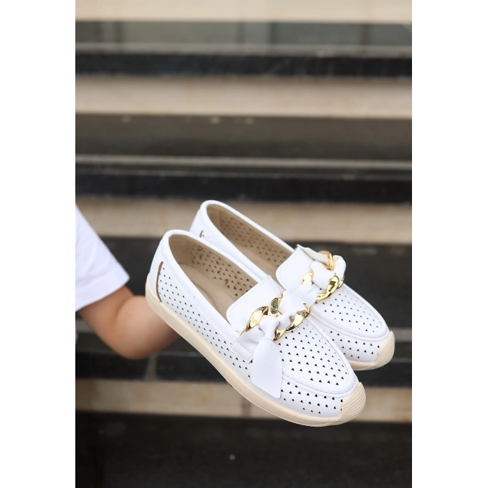 petite ateiler Riwan Beyaz Cilt Babet Ayakkabı