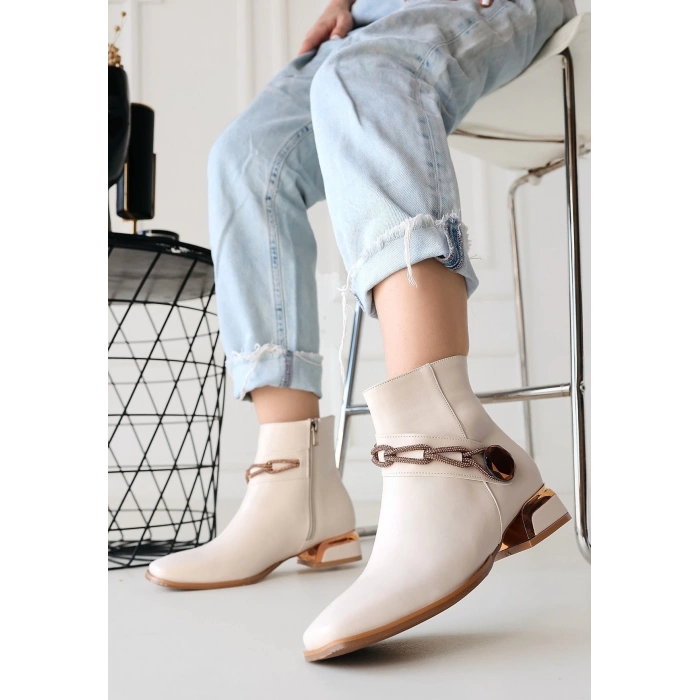 petite ateiler Roxani Bej Cilt Topuklu Bot