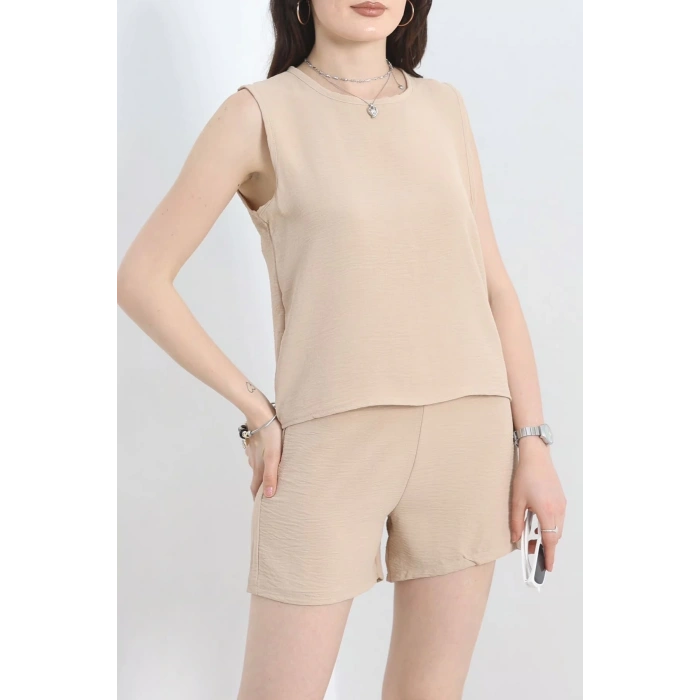 petite ateiler Şortlu Ayrobin takım bej