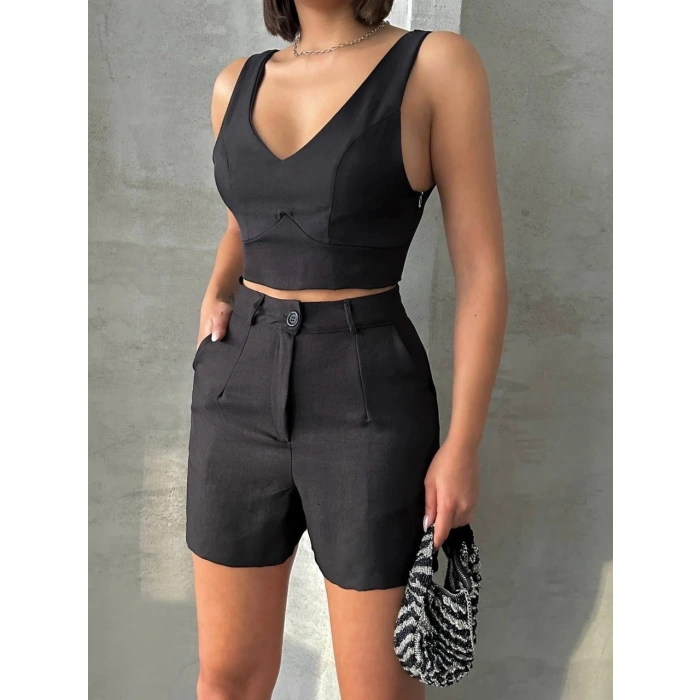 petite ateiler Şortlu keten takım s255014