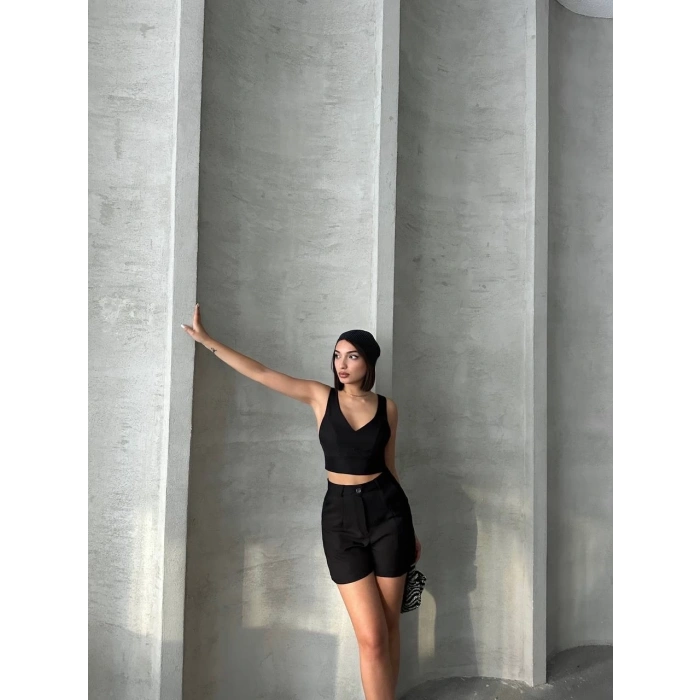 petite ateiler Şortlu keten takım s255014