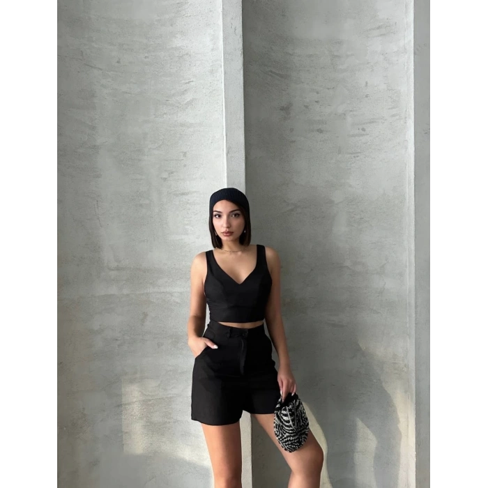 petite ateiler Şortlu keten takım s255014