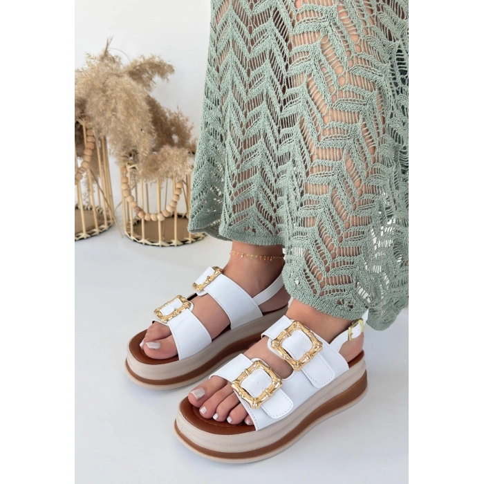 petite ateiler Stan Beyaz Cilt Sandalet