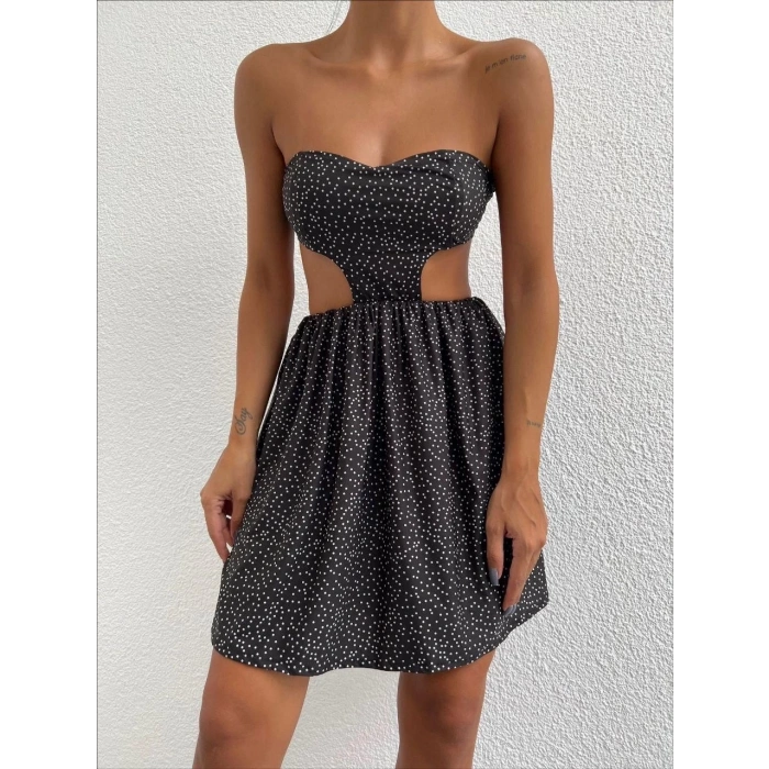 petite ateiler Taşlı straplez elbise