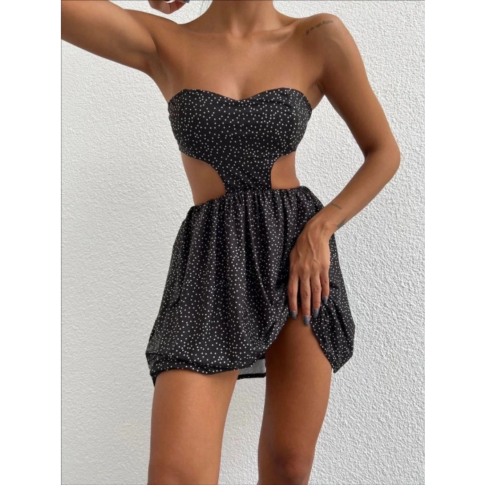 petite ateiler Taşlı straplez elbise