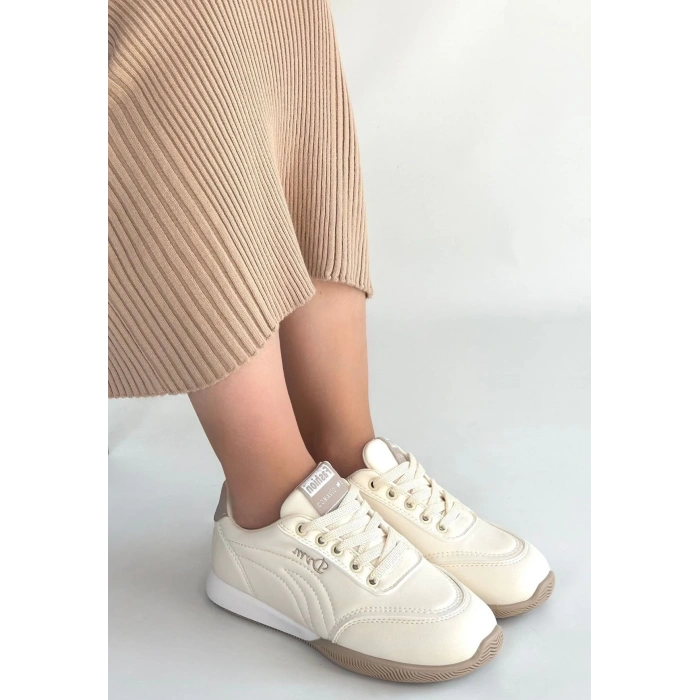 petite ateiler Tawen Bej Cilt Bağcıklı Spor Ayakkabı