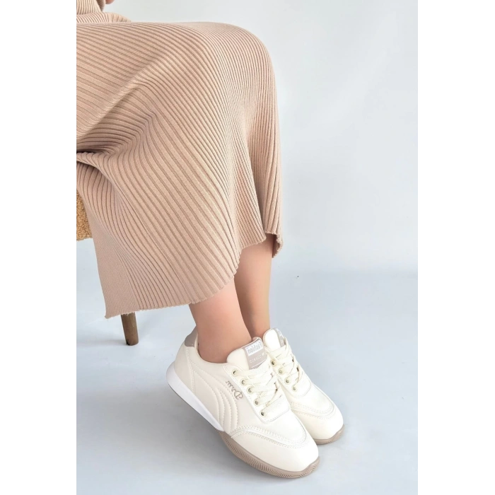 petite ateiler Tawen Bej Cilt Bağcıklı Spor Ayakkabı