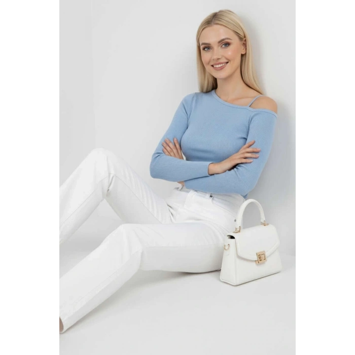 petite ateiler Tek Omuz İpli Bluz mavi t4328