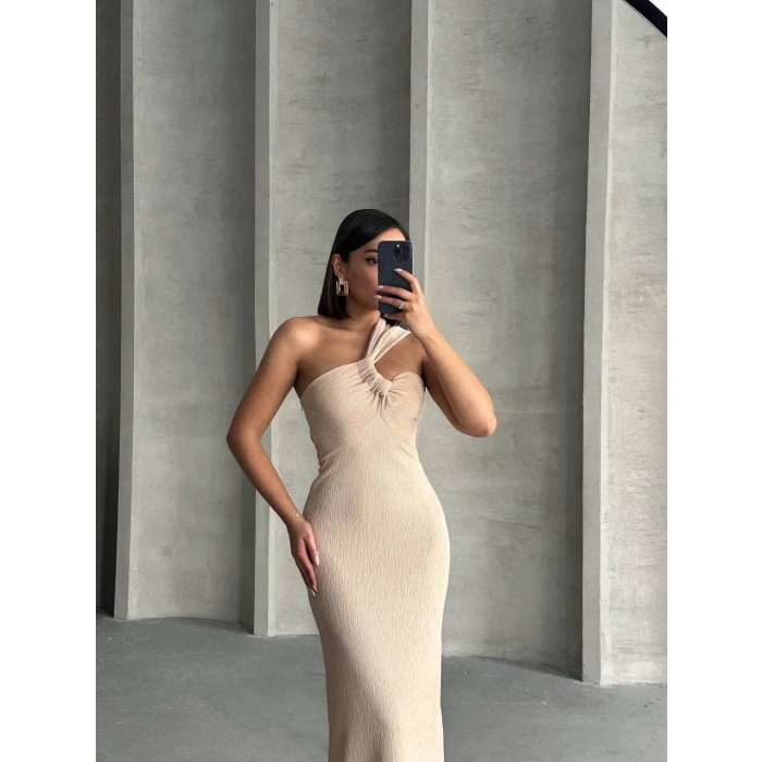 petite ateiler Tek omuz pliseli elbise