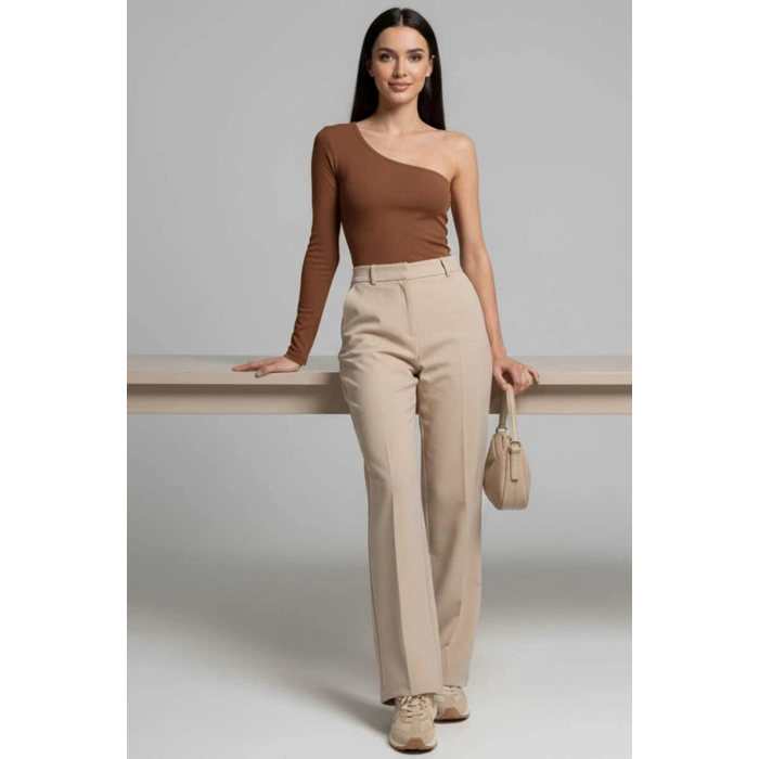 petite ateiler Tek Omuzlu Basic Bluz kahve T4275