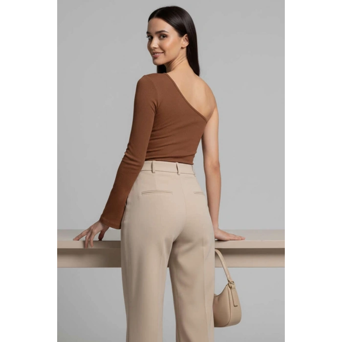 petite ateiler Tek Omuzlu Basic Bluz kahve T4275
