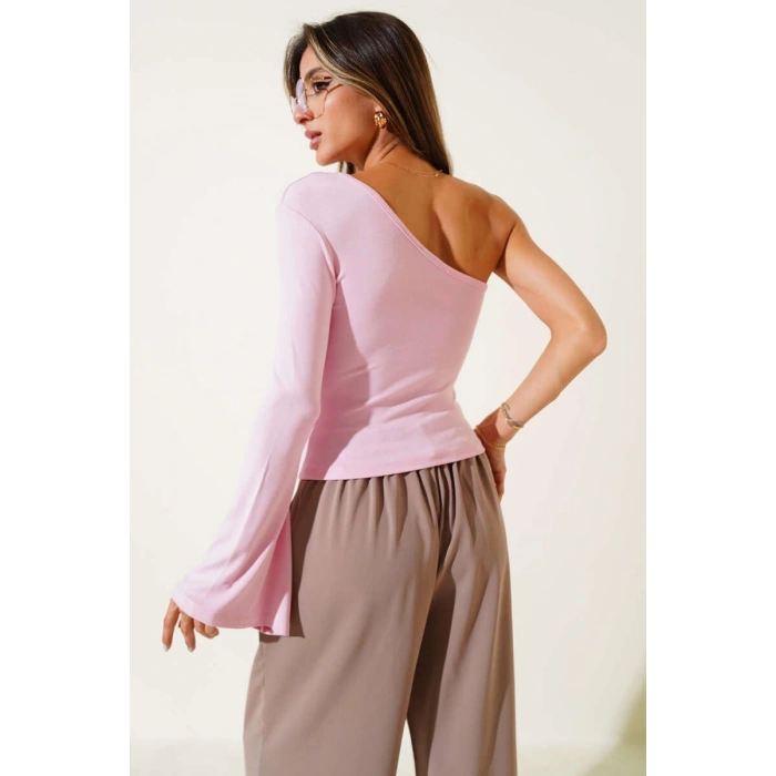 petite ateiler Tek Omuzlu Basic Bluz Pembe T4275