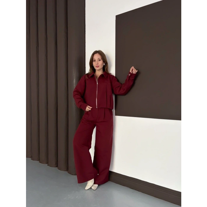 petite ateiler Trenç takım alt üst bordo ons