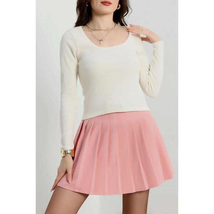 petite ateiler U yaka kaşkorse bluz beyaz A132