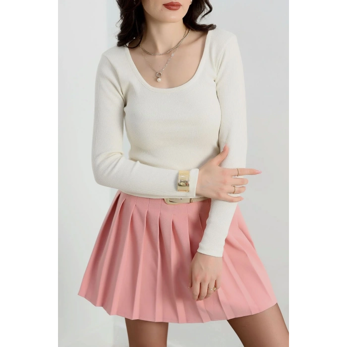 petite ateiler U yaka kaşkorse bluz beyaz A132