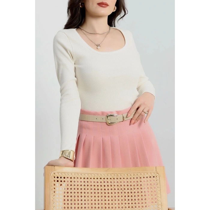 petite ateiler U yaka kaşkorse bluz beyaz A132