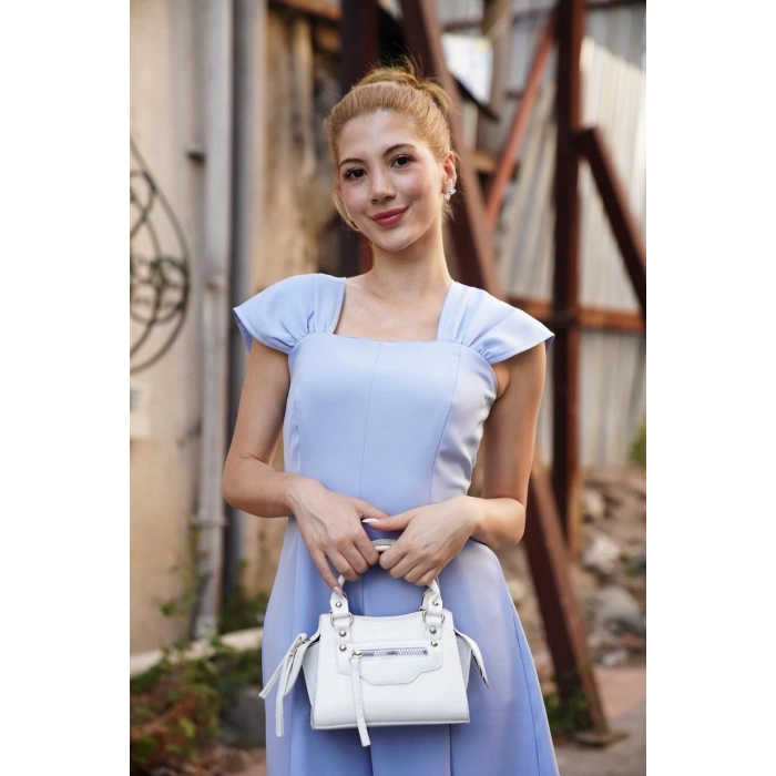 petite ateiler U yaka prenses elbise mavi s255101