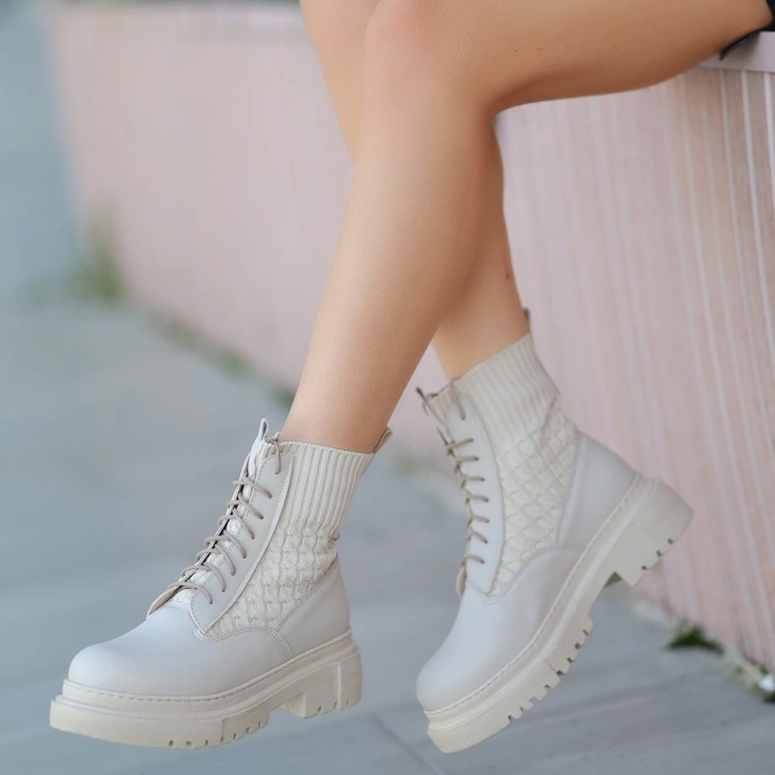 petite ateiler Utag Bej Cilt Bağcıklı Bot