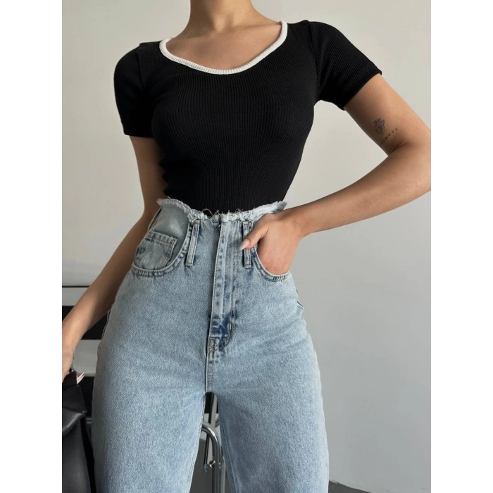 petite ateiler V yaka biyeli bluz