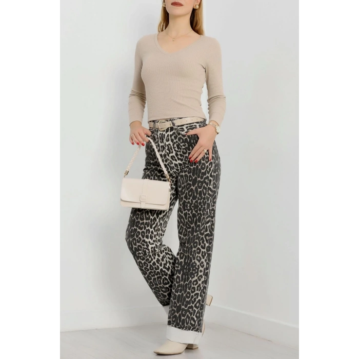 petite ateiler V yaka kaşkorse bluz bej a3699