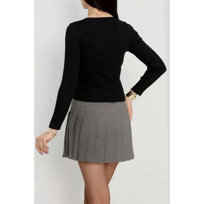 petite ateiler V yaka kaşkorse bluz siyah a3699