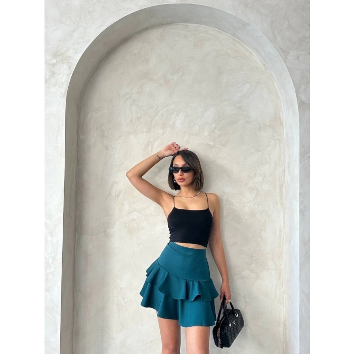 petite ateiler Valonlu fırfırlı etek yeşil s24681