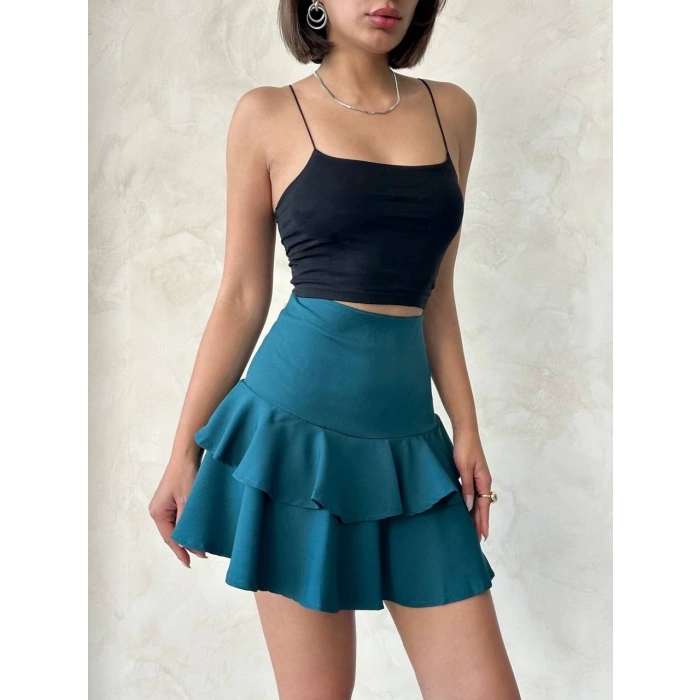 petite ateiler Valonlu fırfırlı etek yeşil s24681