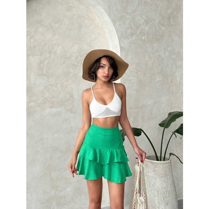 petite ateiler Valonlu fırfırlı etek yeşil s24681