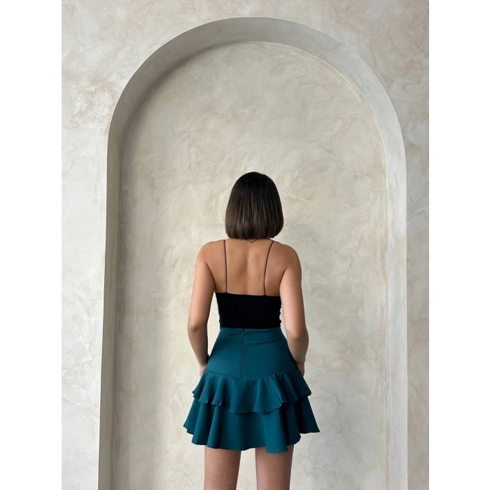 petite ateiler Valonlu fırfırlı etek yeşil s24681