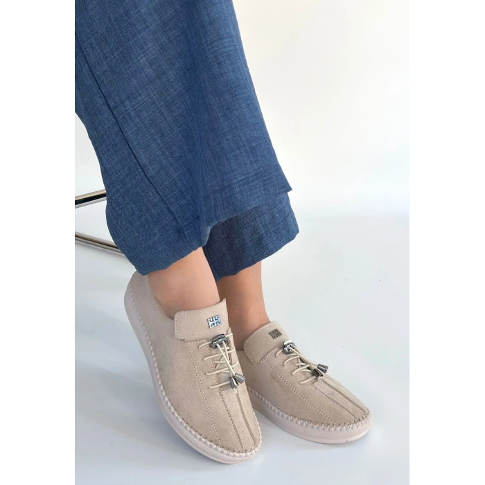 petite ateiler Warte Bej Süet Bağcıklı Spor Ayakkabı