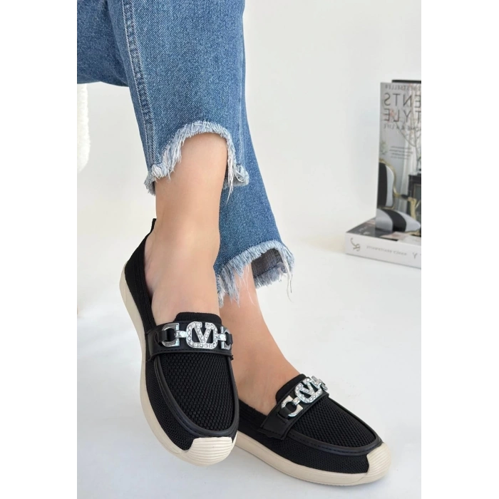 petite ateiler Wata Siyah Triko Babet Ayakkabı