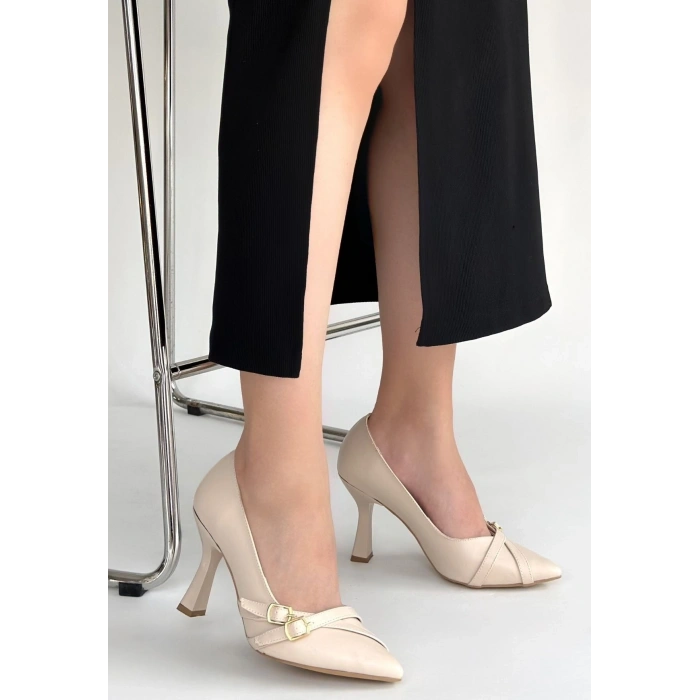 petite ateiler Wenda Bej Cilt Topuklu Ayakkabı