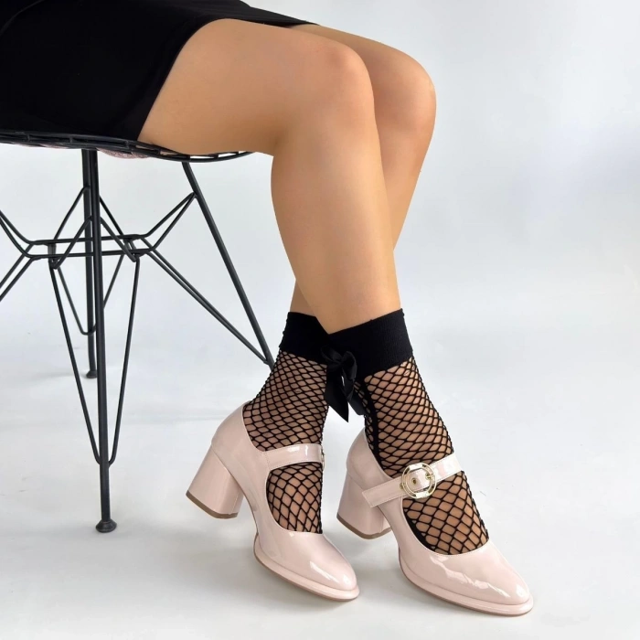 petite ateiler Weys Bej Rugan Topuklu Ayakkabı