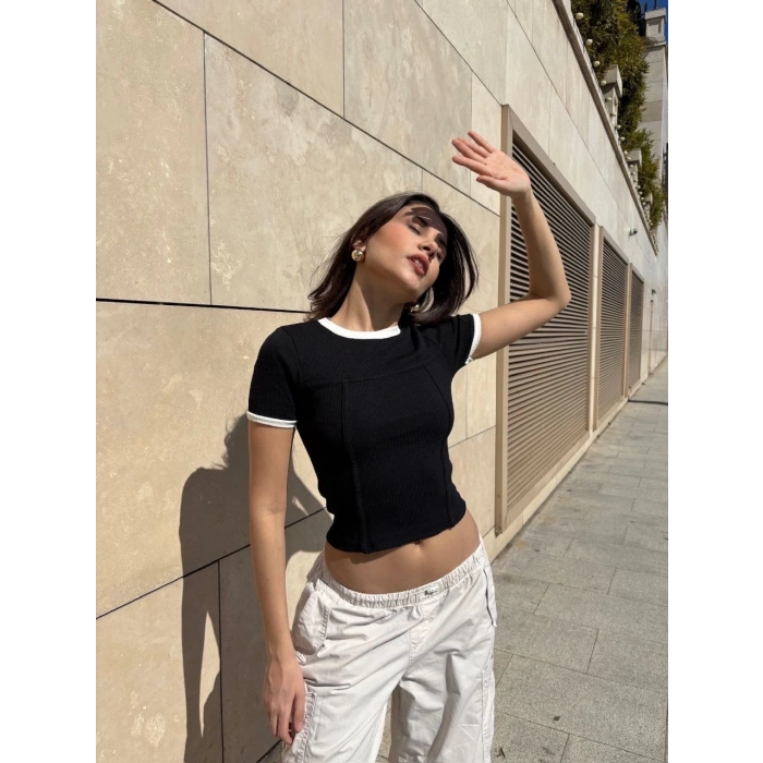 petite ateiler Yaka kol garnili ön parçalı bluz