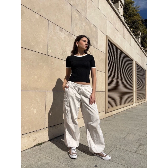 petite ateiler Yaka kol garnili ön parçalı bluz